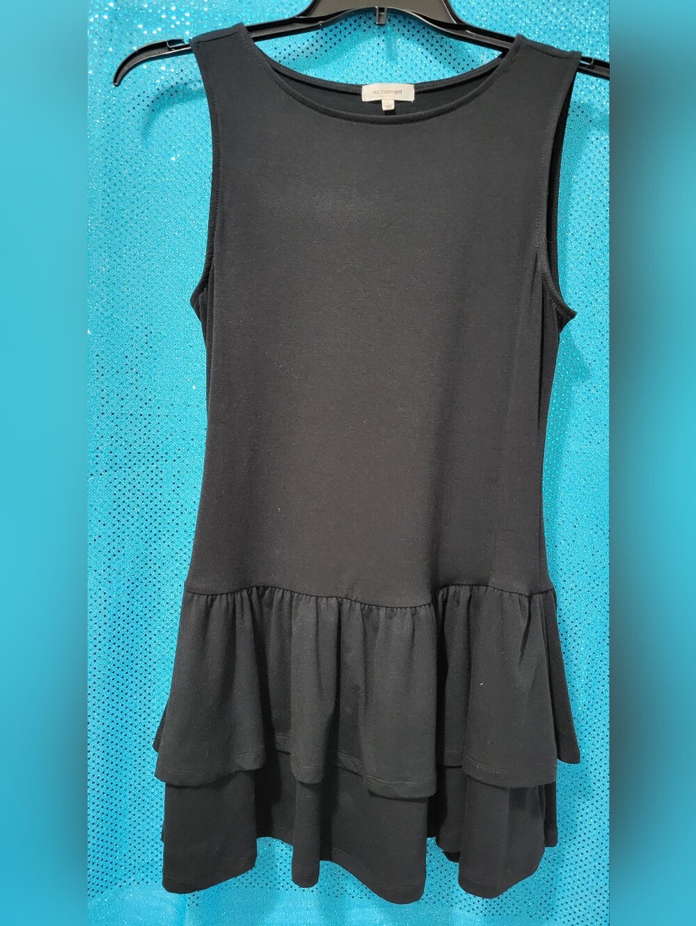 No Comment Black Ruffled Hem Dress Large